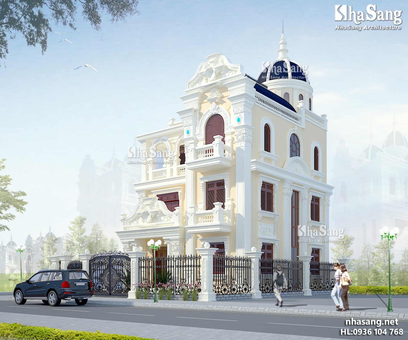 mẫu thiết kế nhà biệt thự pháp 3 tầng đẹp